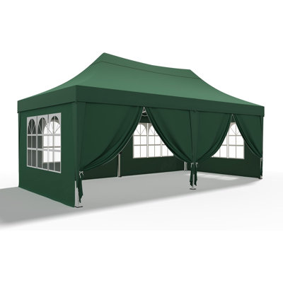 Quictent 3x6m Commercial Pop Up Gazebo with Sloped High Peak, Heavy Duty Event Shelter with Church Window Sides for Backyard, Parties, Vendor Booths-Grey