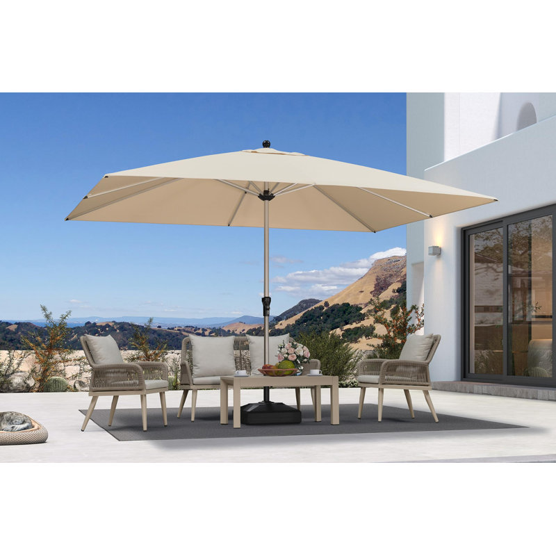 Parasol de patio rectangulaire 9 pi x 11 pi pour patio, parasol de table en aluminium pour 3 ans résistant à la décoloration