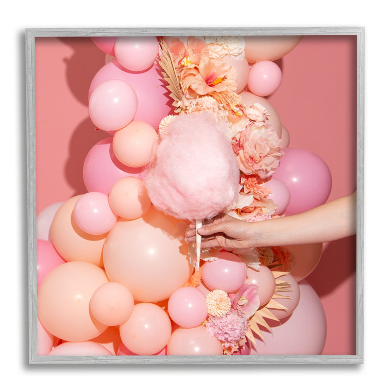 Cotton Candy and Ballons par Lish Creative - Photographie à cadre flottant sur bois, Estampe numérique Farmhouse