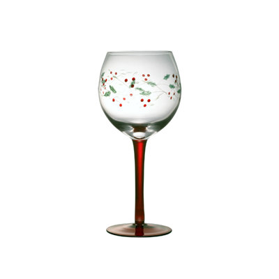 Winterberry 13 oz. Hand Painted Wine Goblets