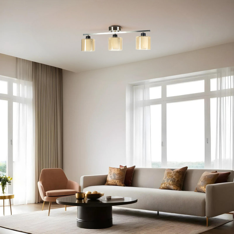 Chandle Chandelier, Amber/Matte Chrome