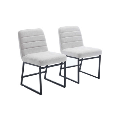 Melahat Upholstered Linen Fabric Dining Chairs With Metal Legs -  Corrigan StudioÂ®, 8FD6AD1935944F3C8C8ED62A1544BEA4