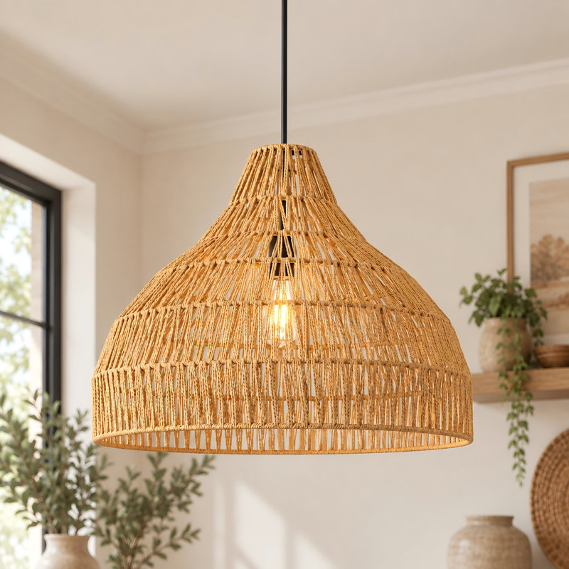 Suspension Naturaweave à 1 lumière, 61 cm (24 po), en corde tressée à intensité variable, pour îlot de cuisine