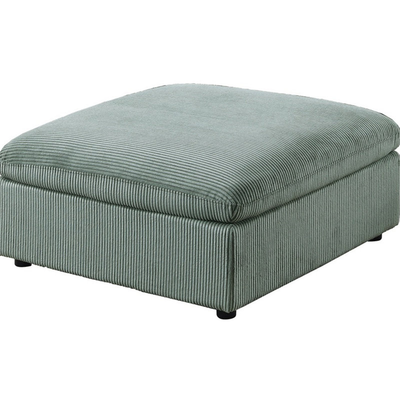 Repose-pieds contemporain en velours côtelé 1pc, Vert