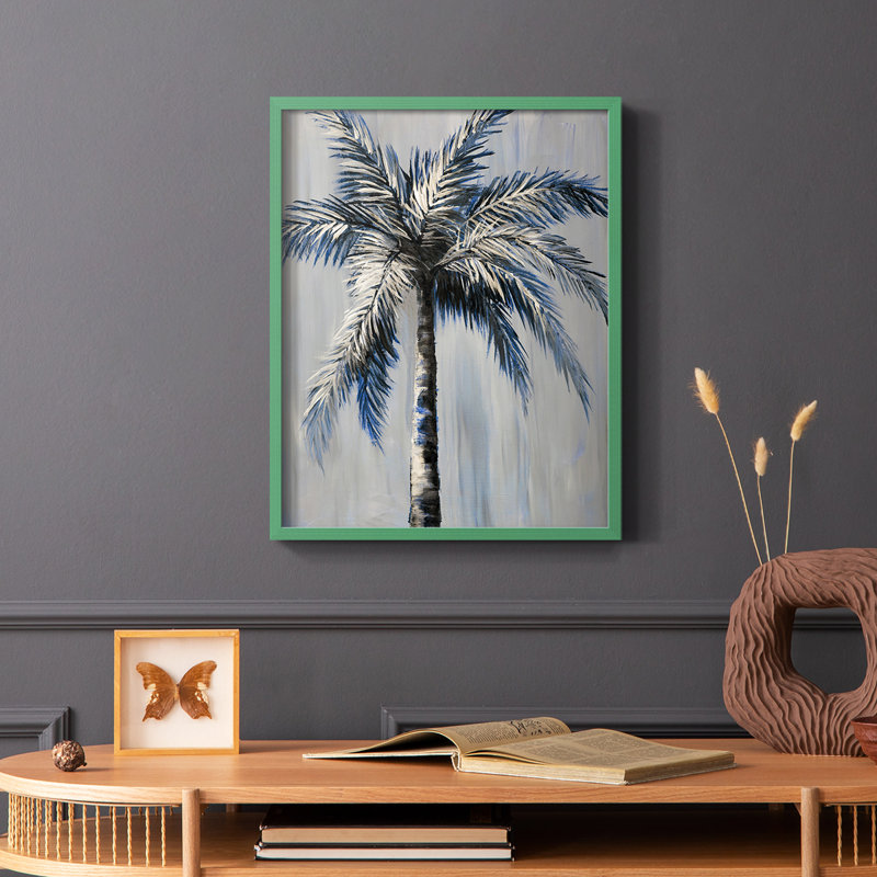 Palm Magic Evening II Framed Print - Solid Wood, 10" H x 8" W, Green
