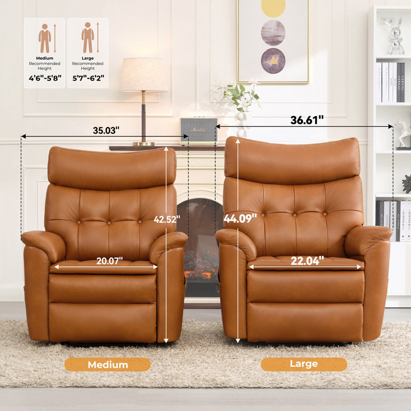 Fauteuil inclinable Tishan, Similicuir caramel