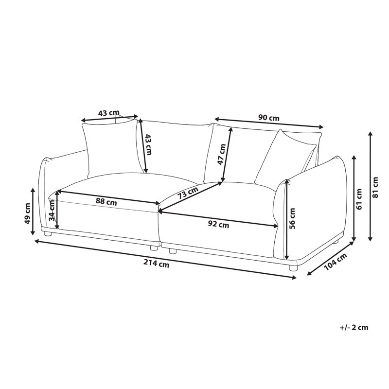 Tammis 3 Seater Boucle Sofa, Beige Boucle