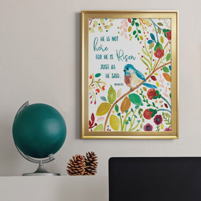 «He Is Risen», art textuel sur toile, H 18,5 po x l 24,5 po x P 1,5 po, Or