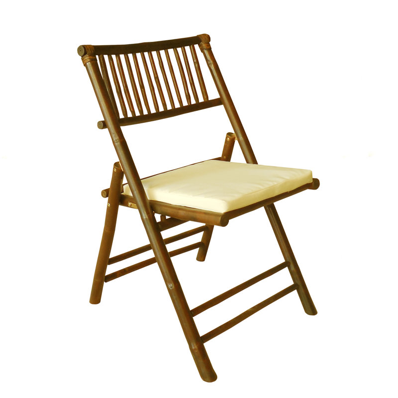Chaise de patio pliante avec coussin Derbyshire, Espresso, Blanc