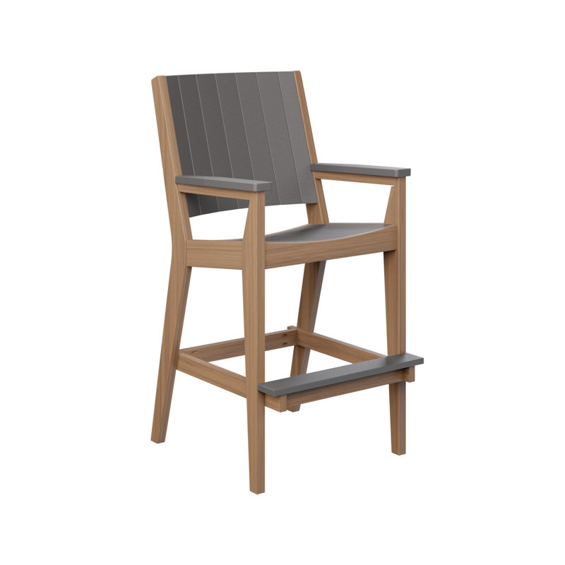 Mayhew Outdoor Bar Stool, Smoke Gray, Antique Mahogany