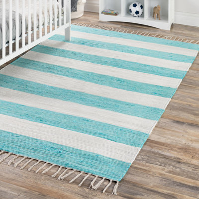 Tapis bleu marine en coton noué à la main Priolo