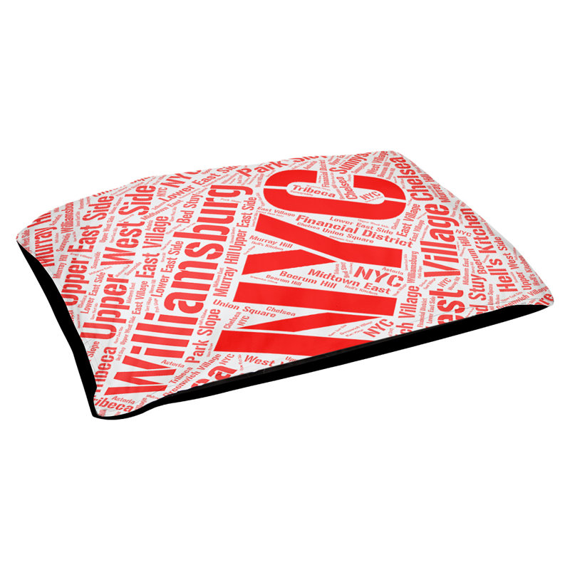 Coussin de chien « districts », Très grand (H 17 po x l 50 po x P 40 po), New York, Rouge