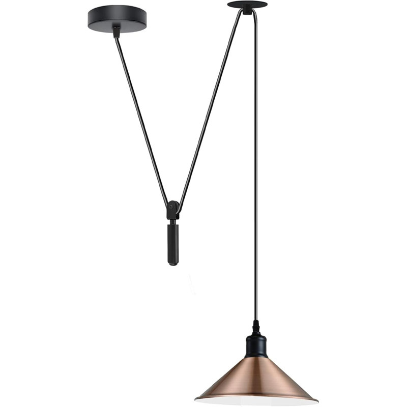 Luminaire suspendu industriel avec abat-jour conique en métal avec cordon de 2 m réglable E26 pour îlot de cuisine, Copper