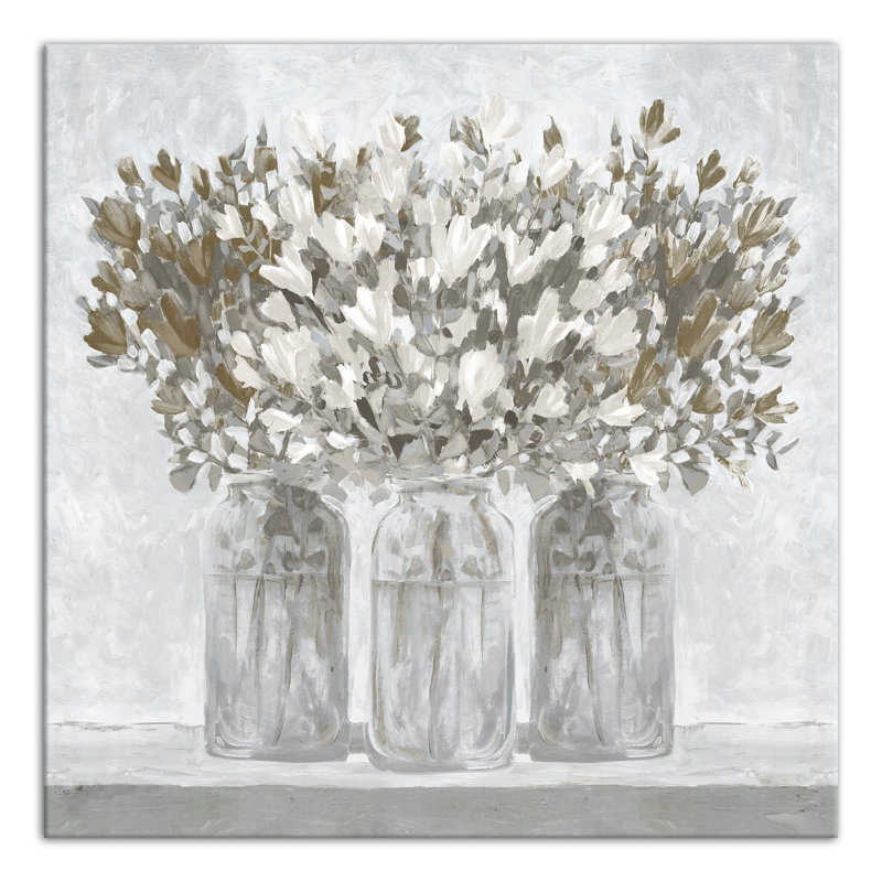 Pots de fleurs neutres - peinture sur toile tendue