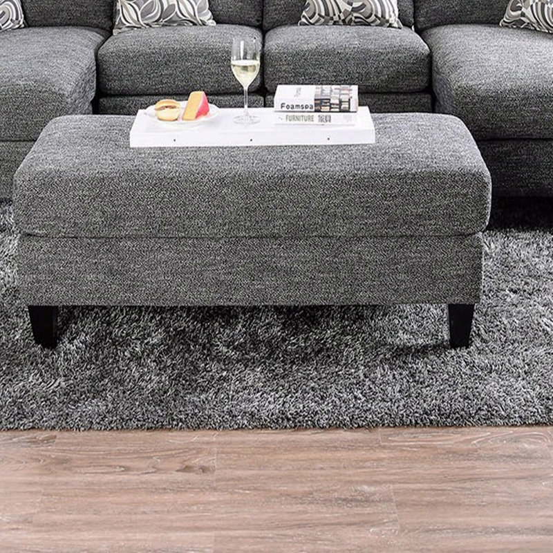 Tabouret de canapé de style transitionnel en chenille grise 1Pc