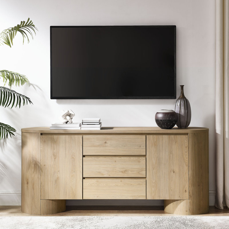Duval 71" Rounded Sideboard Storage Cabinet, Hickory Frost