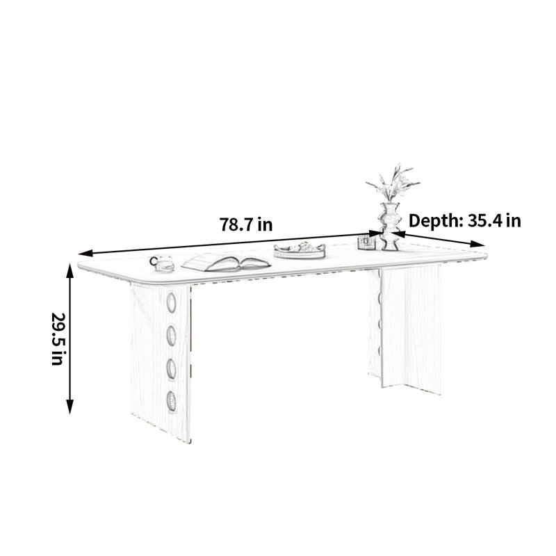 Table de salle à manger Classic Vintage, H 29,5 po x L 78,7 po x l 31,4 po