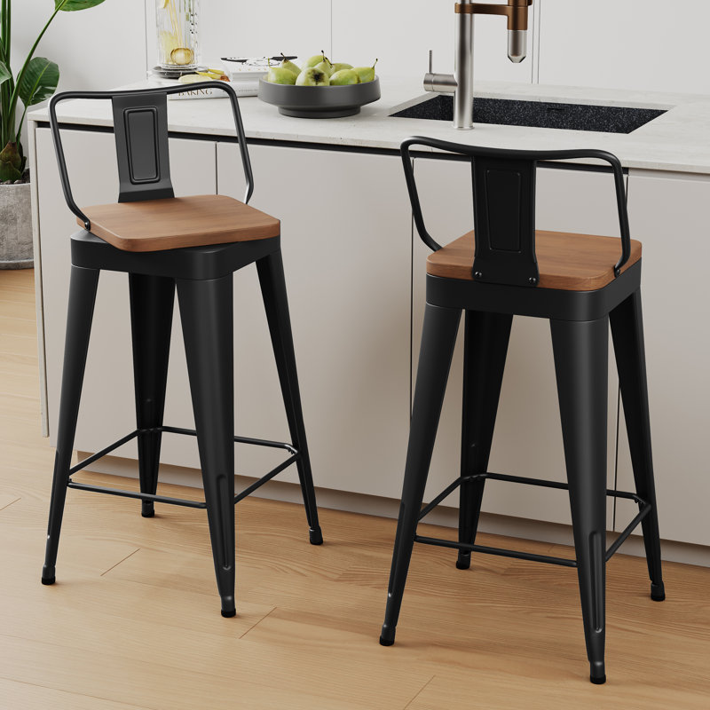Swivel Metal Counter And Bar Stools, Bar Stool (30" Seat Height), Black