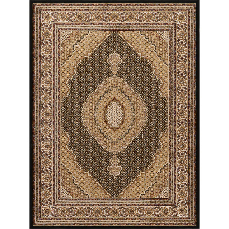 9 Ft 2 In X 12 Ft 6 In Area Rug (29), Black/Ivory, Rectangle 7 pi 10 po x 10 pi 6 po