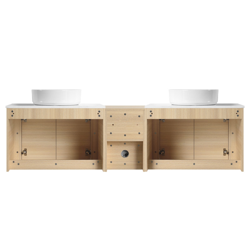 Meuble-lavabo et lavabo de salle de bain moderne de 72 po, fabrication en contreplaqué, conception murale peu encombrante