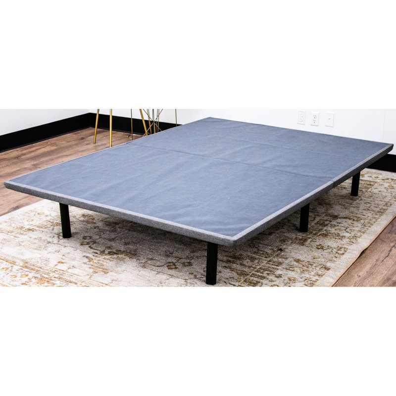 X Series Upholstered Bed Platform - Black + Gray, 6 Adjustable Legs, 1000 Lbs Load Capacity, Easy Assembly Process Mattress Foundation And 6-Leg Adjustable, To Setup
