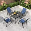 Ensemble de salle à manger de patio durable 5 pièces, structure en métal avec style rétro pour l'extérieur