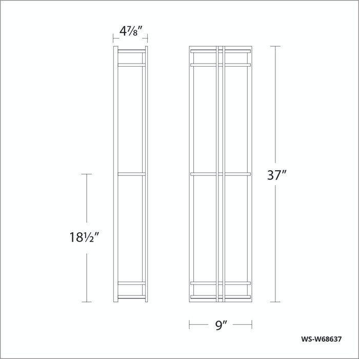 Skyscraper Outdoor Dimmable LED Flush Mount, Stainless Steel, 3500K, 37" H x  9" W x 4.875" D