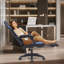 Radelldar Adjustable Reclining Ergonomic Faux Leather Swiveling PC & Racing Game Chair with Footrest-64975277-64975281
