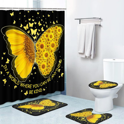 Ensemble de 4 tapis de salle de bain à motif floral dinosaure fantaisiste pour décor de salle de bain