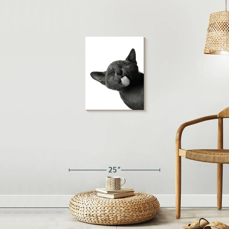 " Funny Black Cat Canvas Print ", 20" H x 16" W x 1.25" D