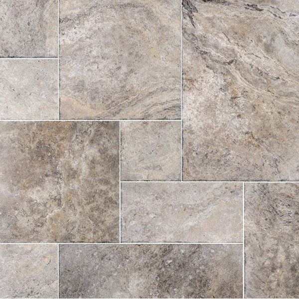 Silver 16" x 24" Travertine Mosaic Wall & Floor Tile