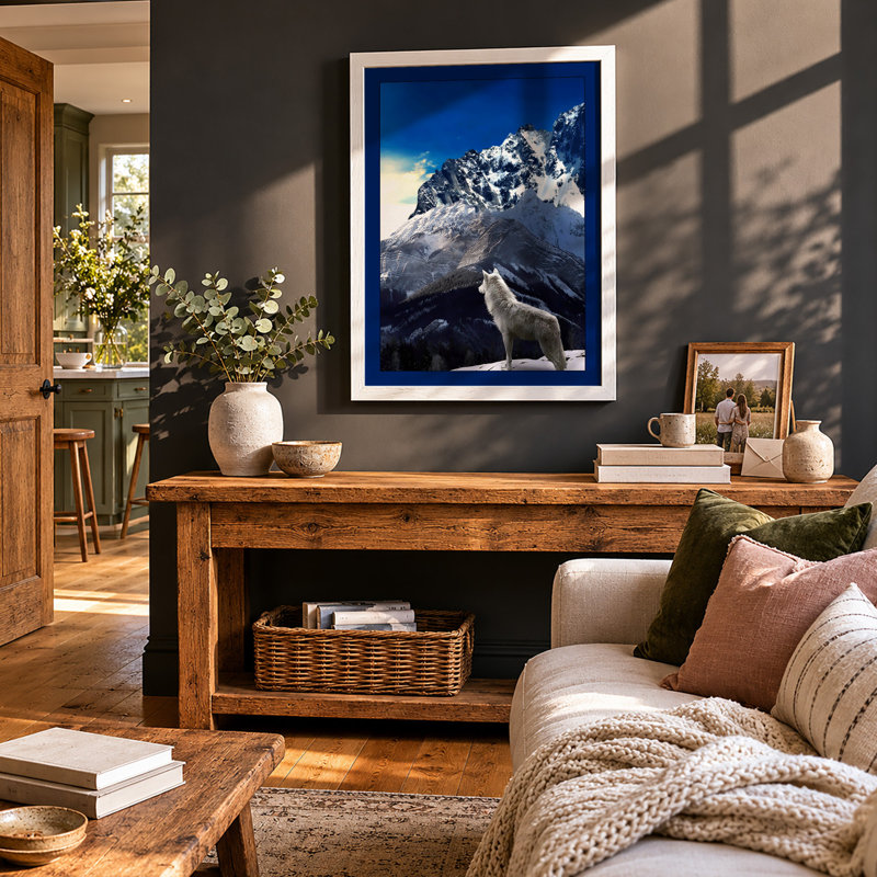 Wolf In Snow Scandinavian - Print, A4 - 29.7 x 21.0 cm, White