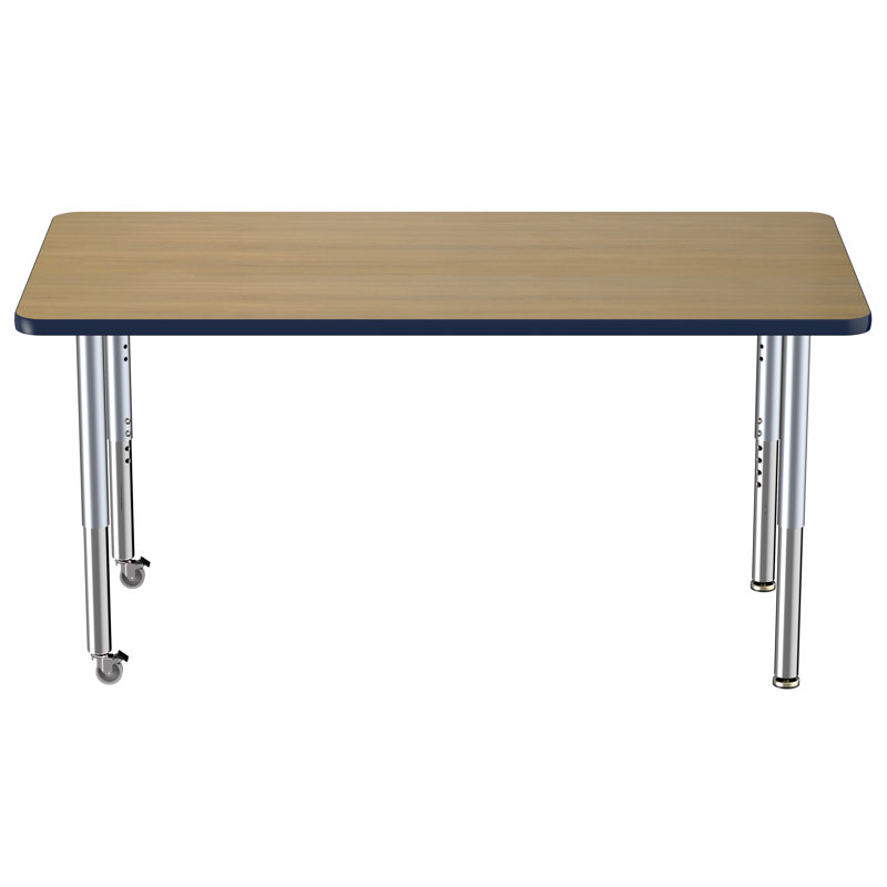 Table rectangulaire d'activité rectangulaire avec pieds réglables, 30" x 60", Chêne Pasadena / bleu marine, Super