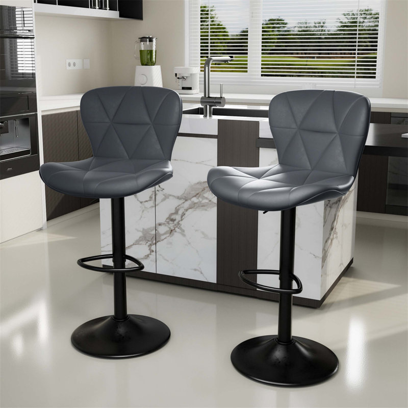 Tabouret de bar pivotant simple et réglable avec dossier, rembourré pour le confort, idéal pour un îlot de cuisine et divers réglages