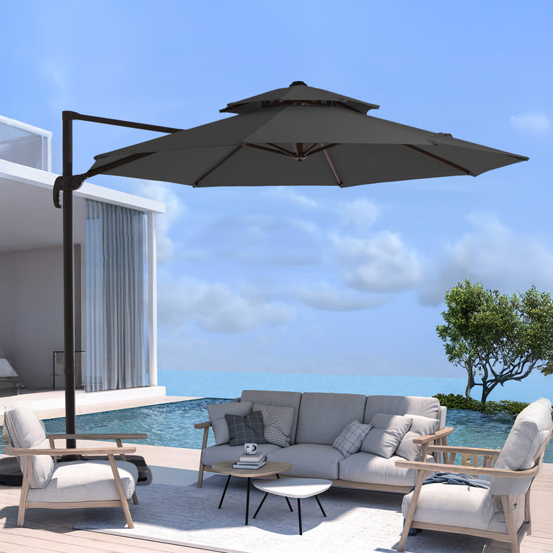 Parasol en porte-à-faux Pulk, Gris, L 132 po x P 132 po