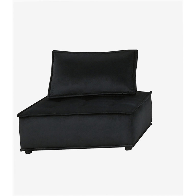 Chaise longue sans accoudoirs en velours noir Aveline