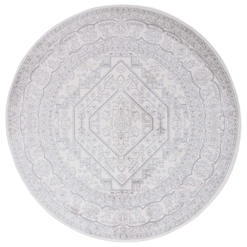 Tapis oriental ivoire / argenté Nuss, Rond 12 pi