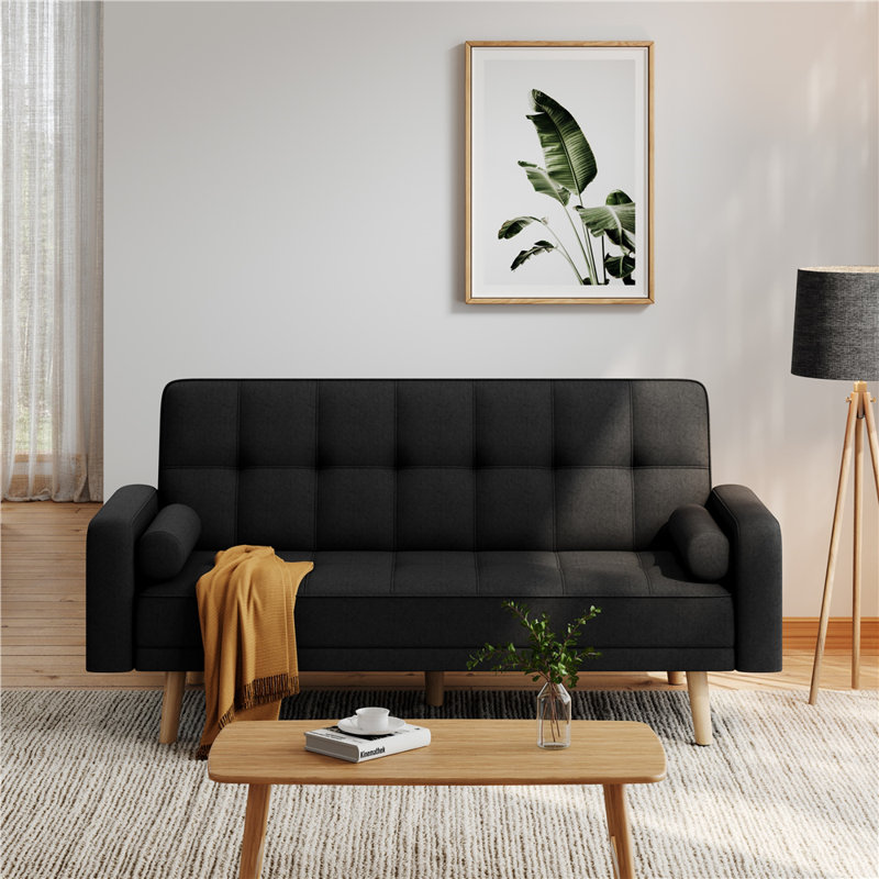  2 Seater Clic Clac Sofa Bed, Black Polyester