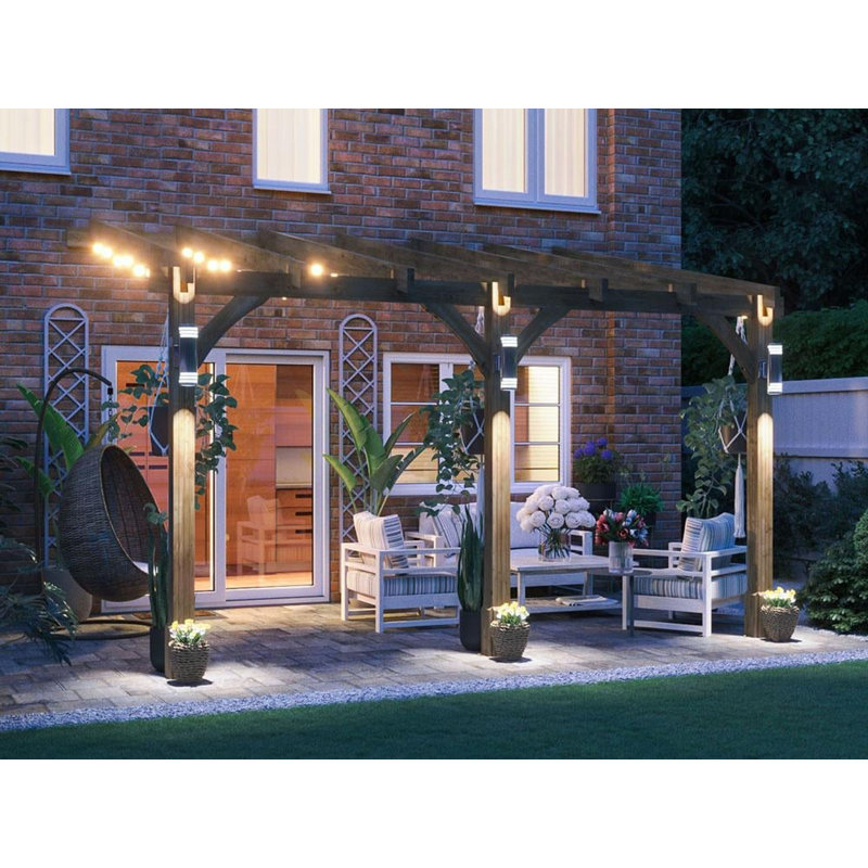 Dunster House Wooden Lean To Pergola Kit Wall Mounted Garden Plant Frame Leviathan, 295" H x 515" W x 304" D
