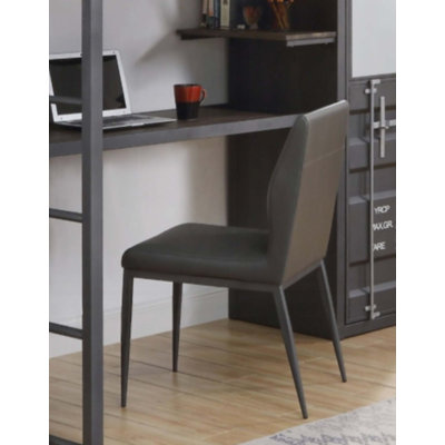 Gray Synthetic Leather & Gunmetal Finish Chair