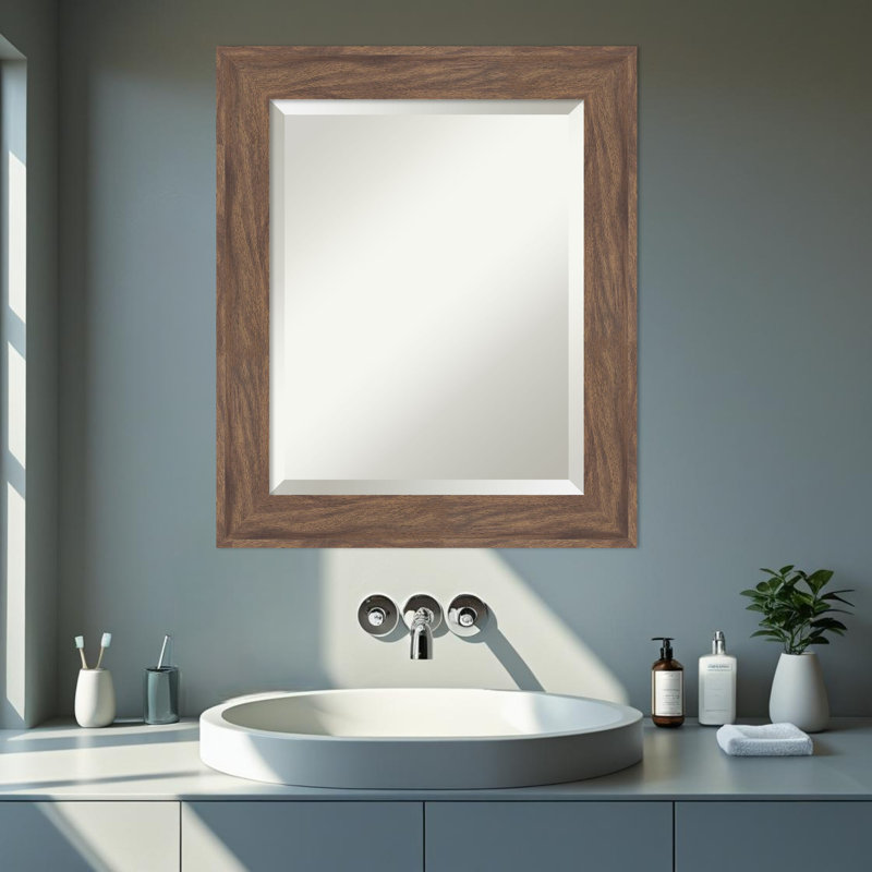 Miroir mural de salle de bain pâle à cadre biseauté pia, 24,75 po x 24,75 po