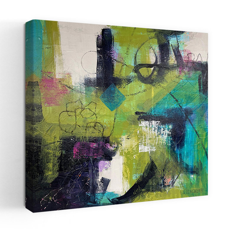 Art contemporain abstrait lumière d'été, H 18 po x l 18 po