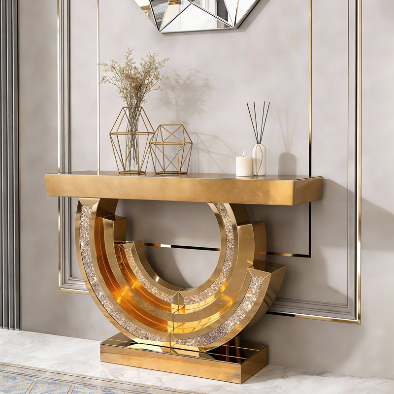 Console à miroir en diamant concassé
