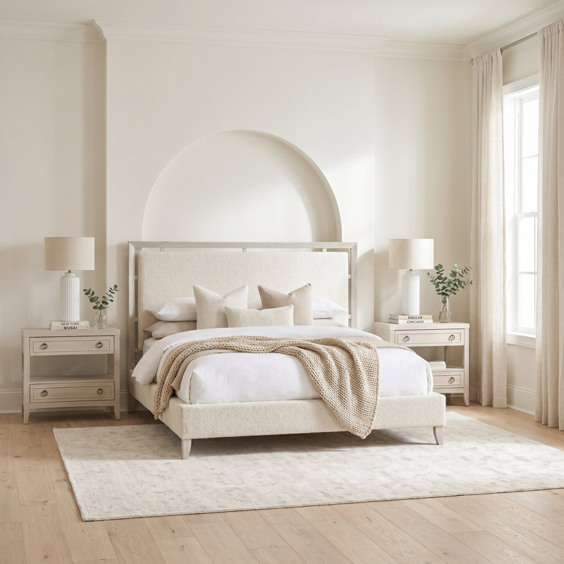 Avaline White Oak 4 Piece Queen Bedroom Set W/Chest, 3 Pcs: Bed, 2 Nightstands
