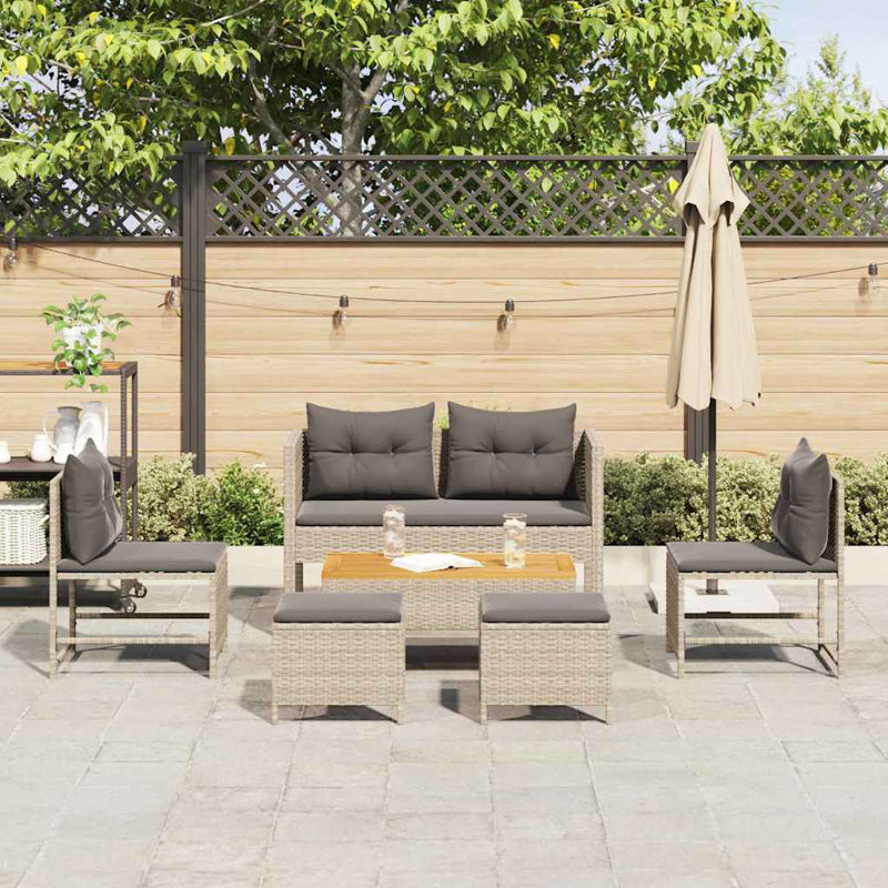 vidaXL Garden Sofa Set with Cushion Poly Rattan Furniture Outdoor Living, Grey, Light Grey