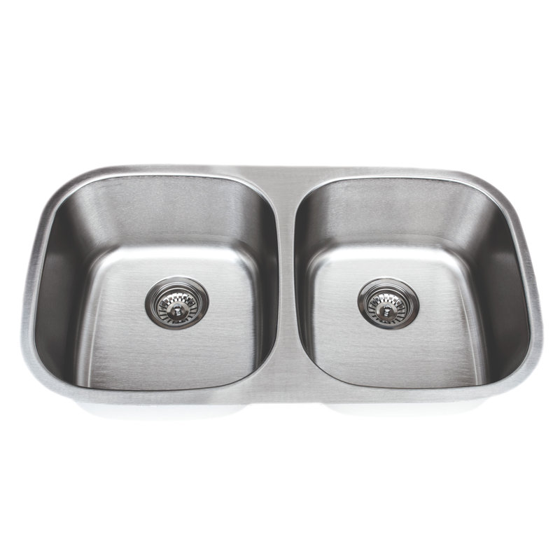 Craftsmen Series 32.5'' L Double Bowl Stainless Steel Kitchen Sink