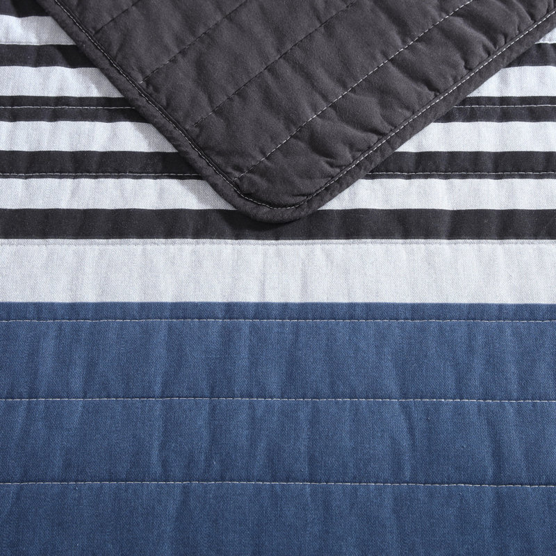 Nautica Rendon Cotton Reversible Charcoal Quilt Set, King