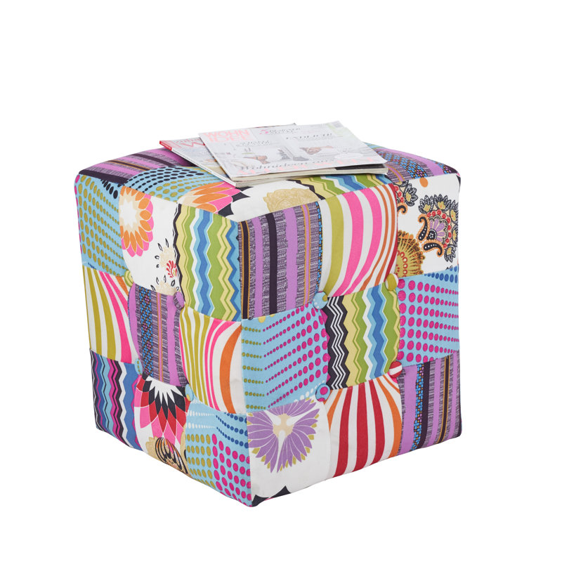 40cm Wide Square Floral Cube Ottoman