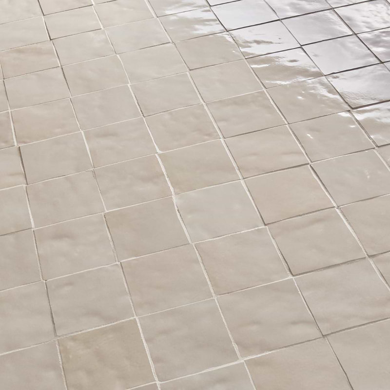 Virello 4x4 Glossy Ceramic Wall Tile, Linen Beige