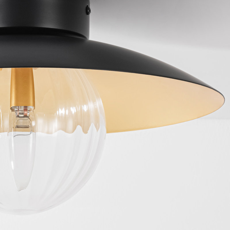 Plafonnier semi-encastré industriel noir mat 1 lumière Hadley pour couloir